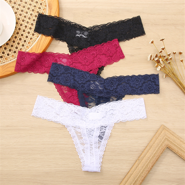 FINETOO New Women Hot Seamless Floral Lace Thong Sexy Lace G-Strings Panties ThongFemale Lingerie Ladies T-Back Underwear 2021