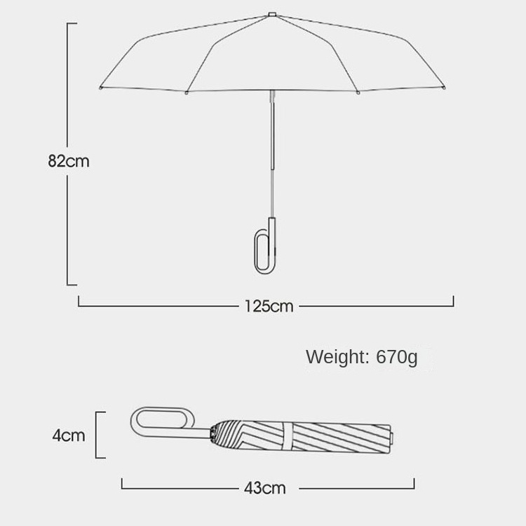 Buckle 10-Bone Automatic  Dual-Use Large Size Fold Umbrella