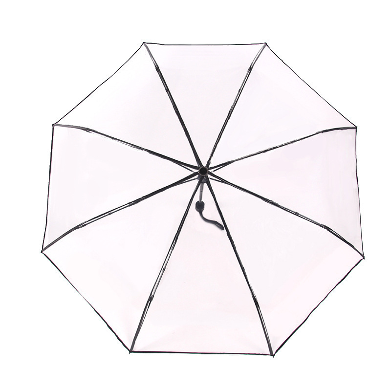 Fully Automatic 3 Folding Transparent Umbrella Clear Umbrella