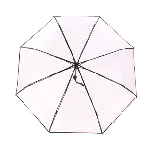 Fully Automatic 3 Folding Transparent Umbrella Clear Umbrella