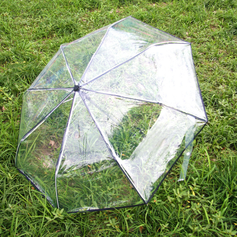 Fully Automatic 3 Folding Transparent Umbrella Clear Umbrella