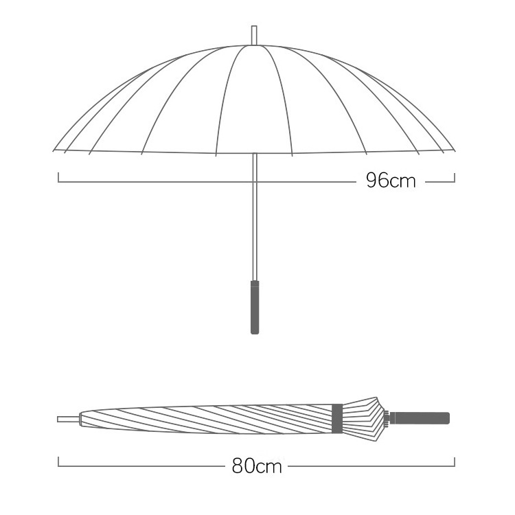 16ribs large size  straight umbrella for women