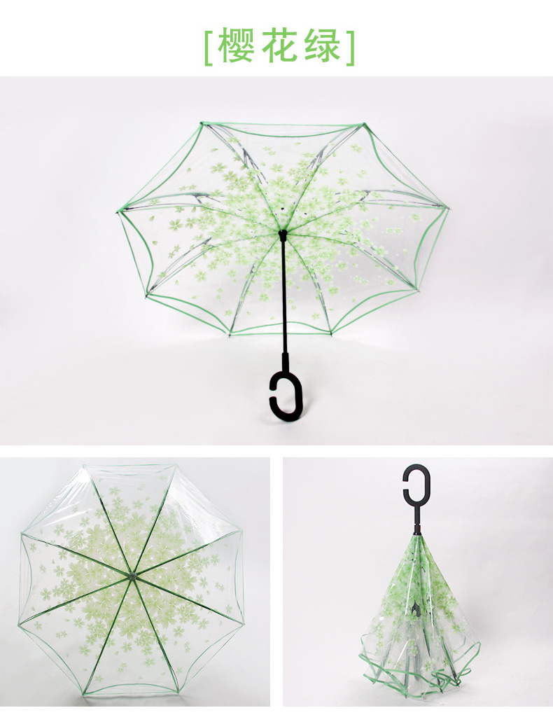 Cherry Blossoms Windproof Inverted Umbrella,Transparent Inverted Umbrella,Transparent reverse umbrella