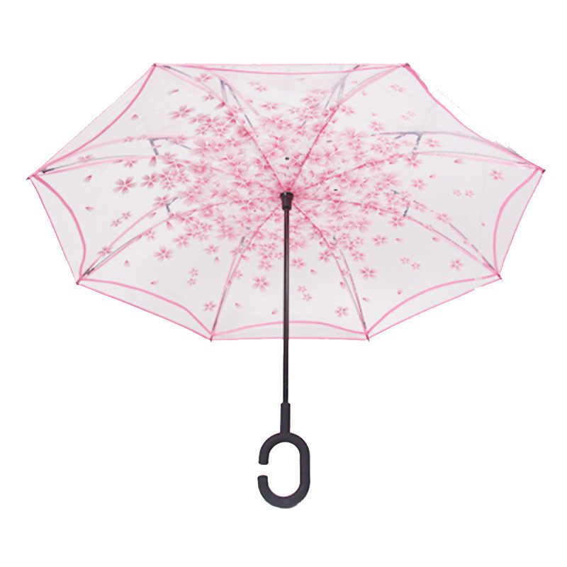 Cherry Blossoms Windproof Inverted Umbrella,Transparent Inverted Umbrella,Transparent reverse umbrella