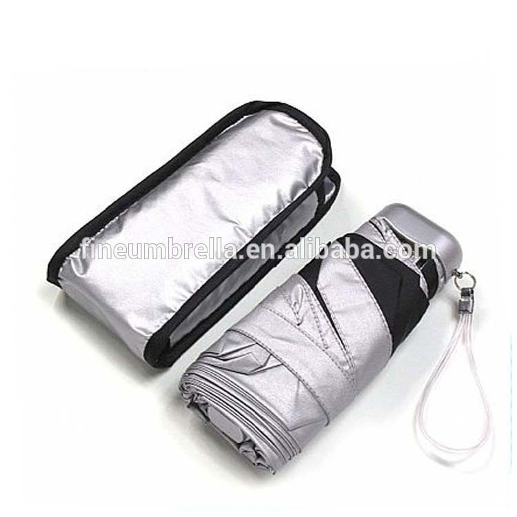 Light Weight Anti UV Rain Portable Pocket 5 Fold Mini Umbrella with Case