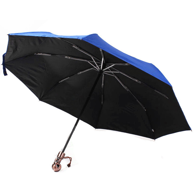 gold coat uv protection all over printing automatic opening and closing 3 folding umbrella with metal handle