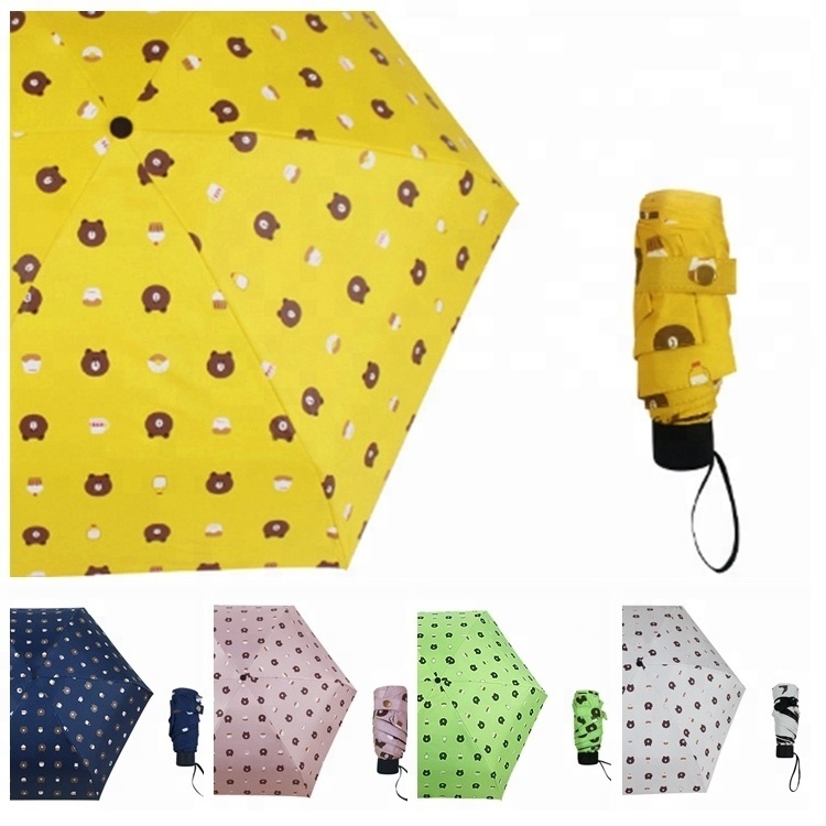 New ultra light sun umbrella mini sun umbrella small fresh sunshade folding 5 fold pocket umbrella