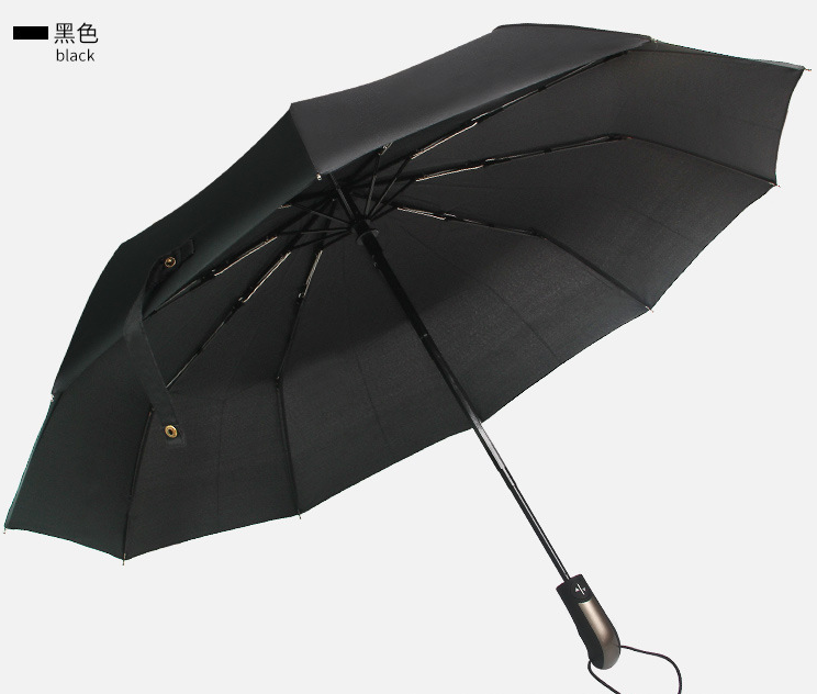 210T pongee Windproof Travel Umbrella, Compact Auto Open and Close Three Folding Umbrellas with Ergonomic Handle