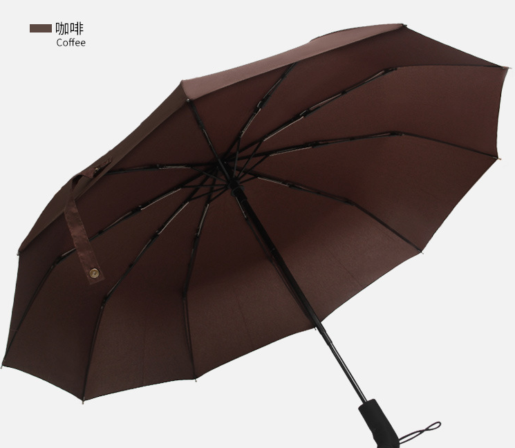 210T pongee Windproof Travel Umbrella, Compact Auto Open and Close Three Folding Umbrellas with Ergonomic Handle