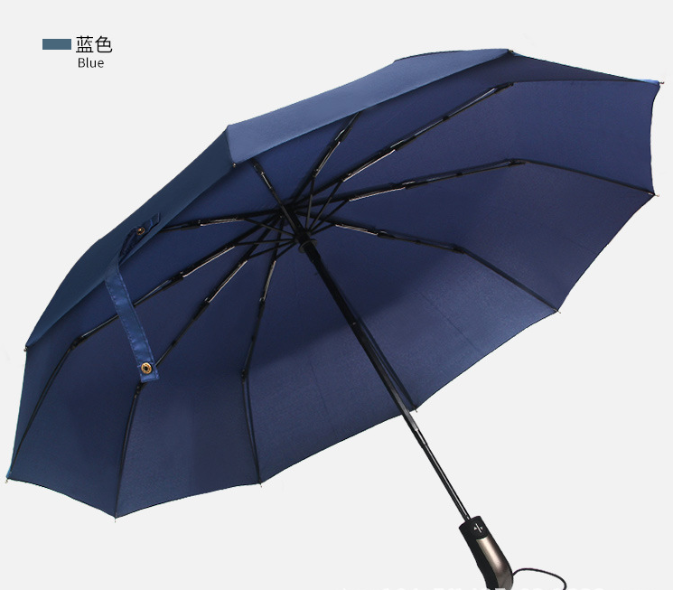 210T pongee Windproof Travel Umbrella, Compact Auto Open and Close Three Folding Umbrellas with Ergonomic Handle