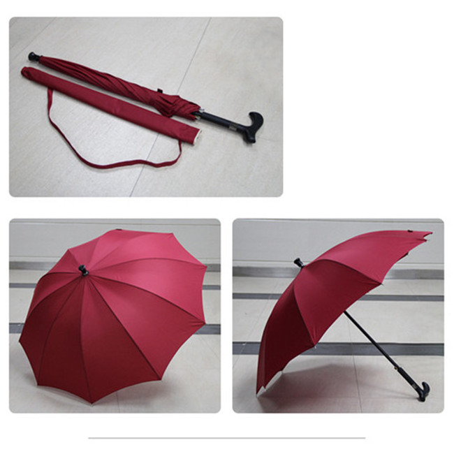 Old Man umbrella Walking Stick Anti-skid Multifunctional Staff Cane Black Long Handle Ten Bones Crutches Umbrella