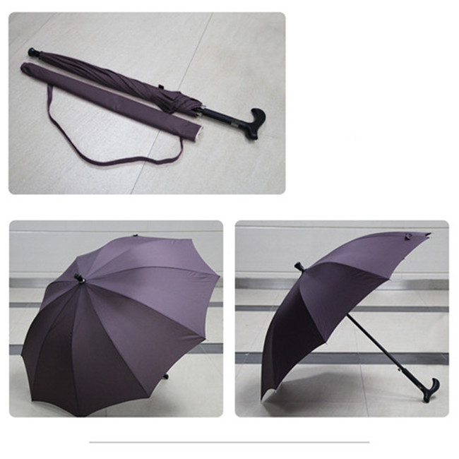 Old Man umbrella Walking Stick Anti-skid Multifunctional Staff Cane Black Long Handle Ten Bones Crutches Umbrella