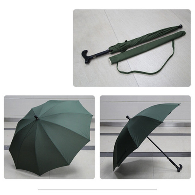 Old Man umbrella Walking Stick Anti-skid Multifunctional Staff Cane Black Long Handle Ten Bones Crutches Umbrella