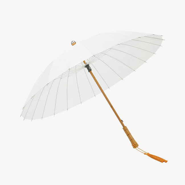 Chinese style decorative bamboo straight umbrella with stick wooden handle