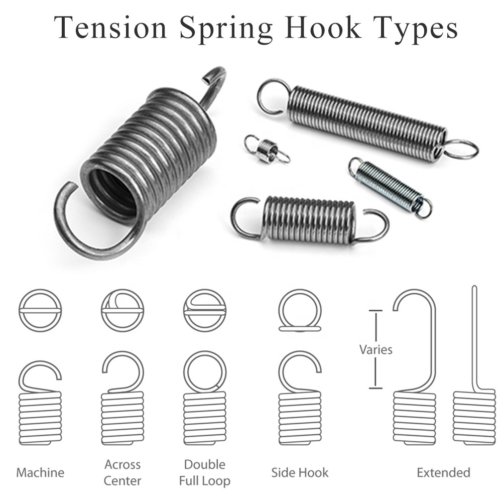 Custom Stainless Steel Black Galvanize Coil Extension Hook Clamp Long Small Adjustable Tension Spring