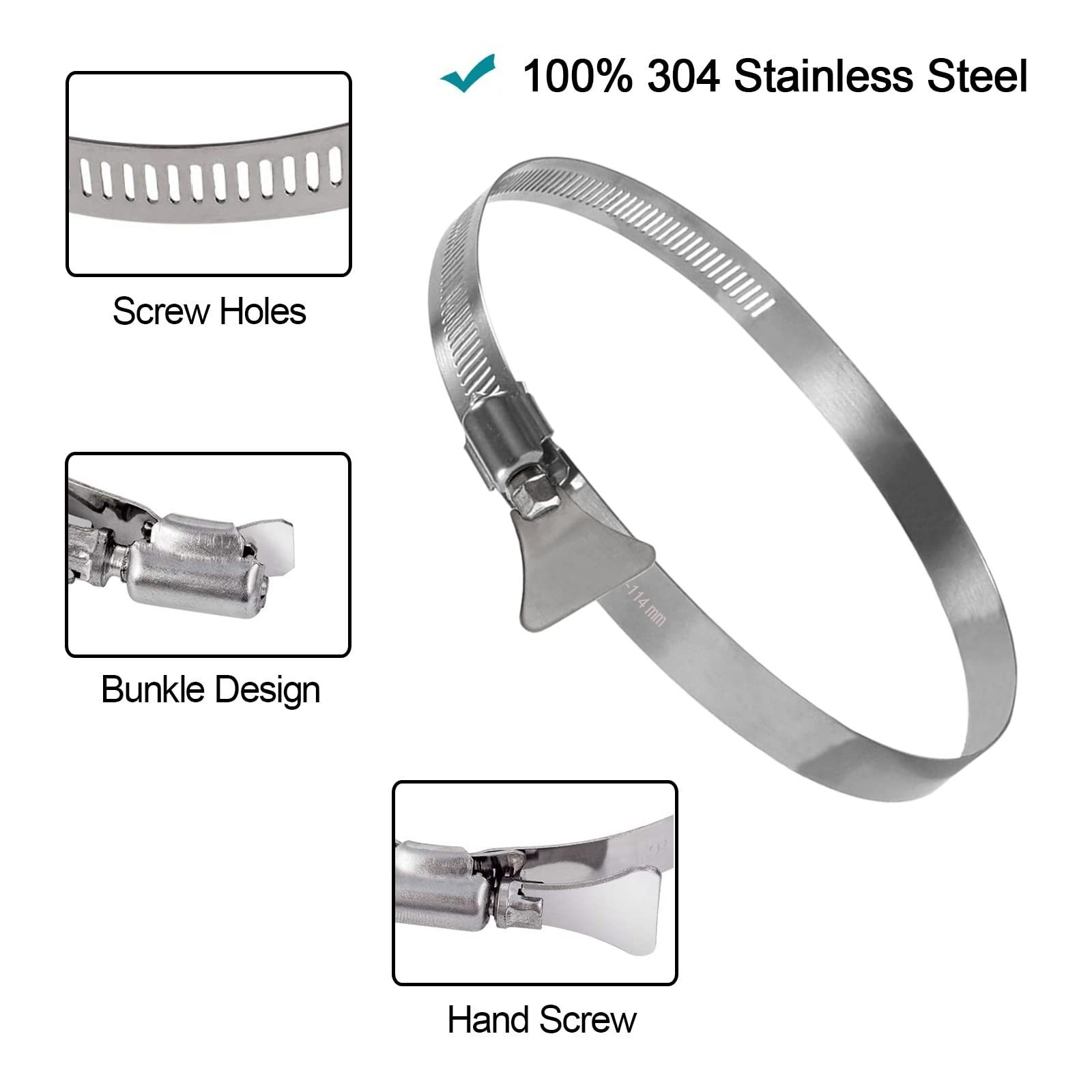 Duct Stainless Steel  Fuel  Pipe Hose Clamp Adjustable Air Ducting American Type Clamp