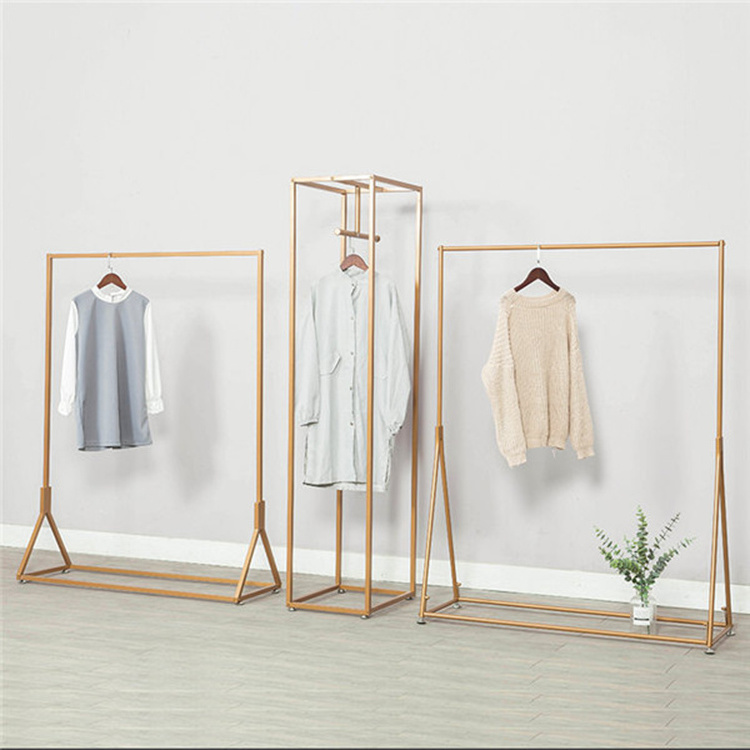 wholesale Simple Garment Store Rack Suit Gold Clothes Garment Rack  metal clothes rack gold