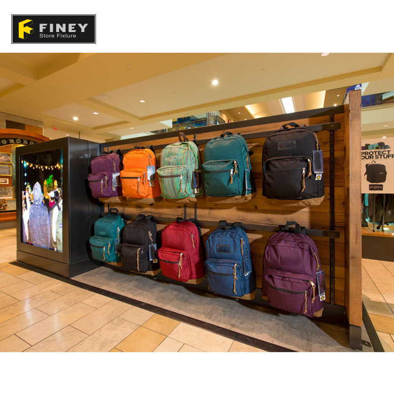 High Quality Customized Floor Standing Backpack Wall Mounted Display Hanging Backpack Wall Display