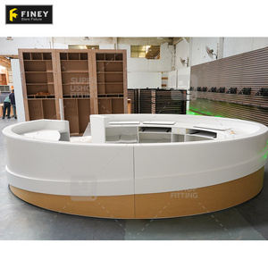 Custom Made Half Round Reception Desk Front Counter Desk Modern Curved Semi Circular Reception Desk