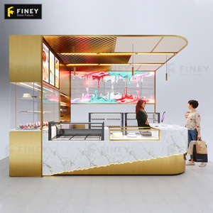 Custom Modern Shopping Mall Kiosk Ideas Indoor Food Ice Cream Coffee Kiosk Mobile Food Shop Gold Chocolate Food Kiosk for Mall