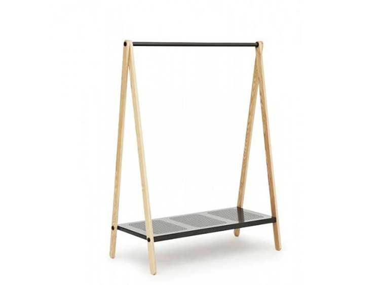 Mobile Small Wooden Clothes Rack Decoration Furniture Garment Shop Clothes Display Showcase Mobile Clothes Rack