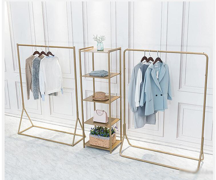 wholesale Simple Garment Store Rack Suit Gold Clothes Garment Rack  metal clothes rack gold