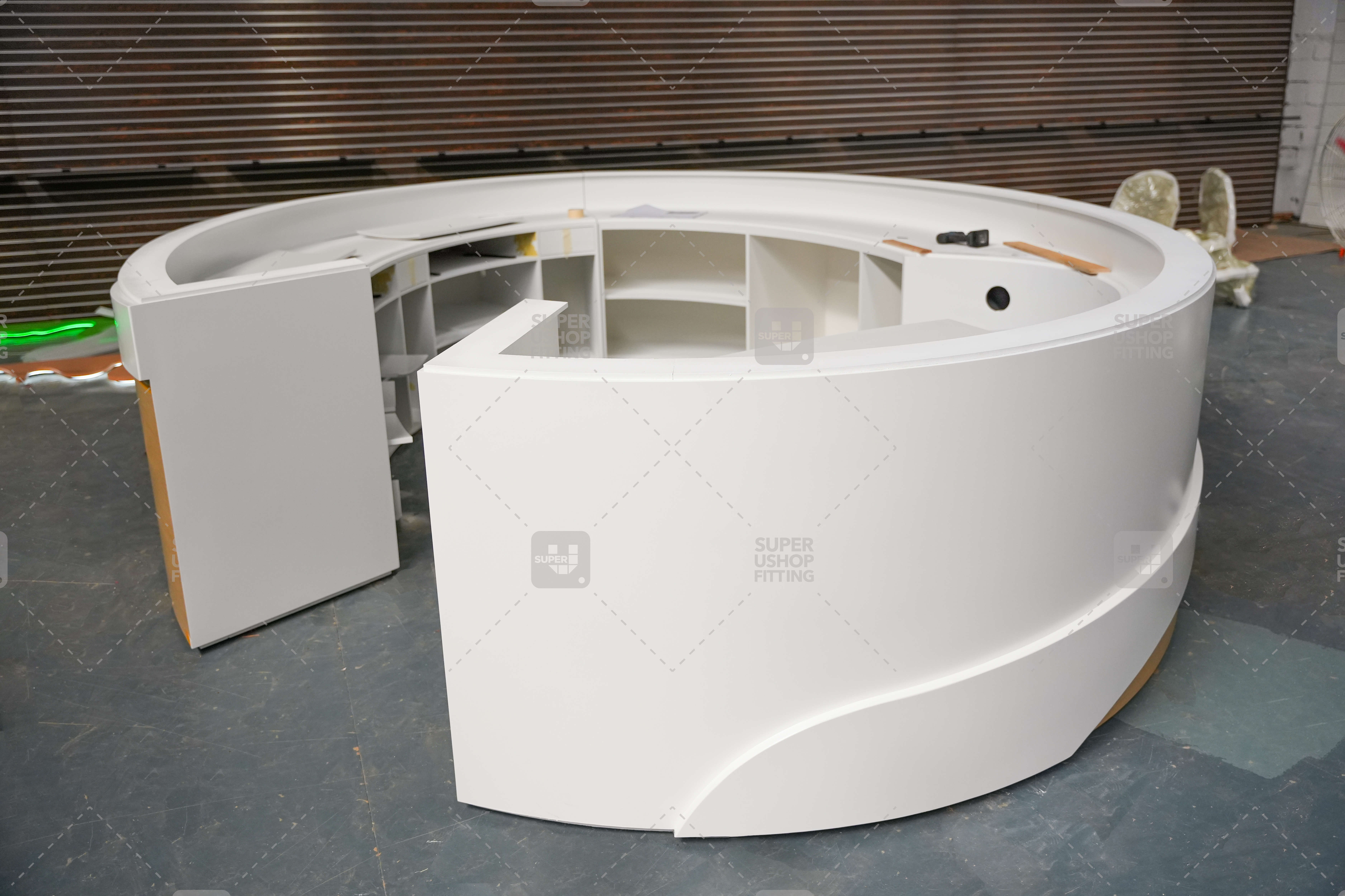 Customized Modern White Circular Round Reception Desks Half Round Reception Desk Design