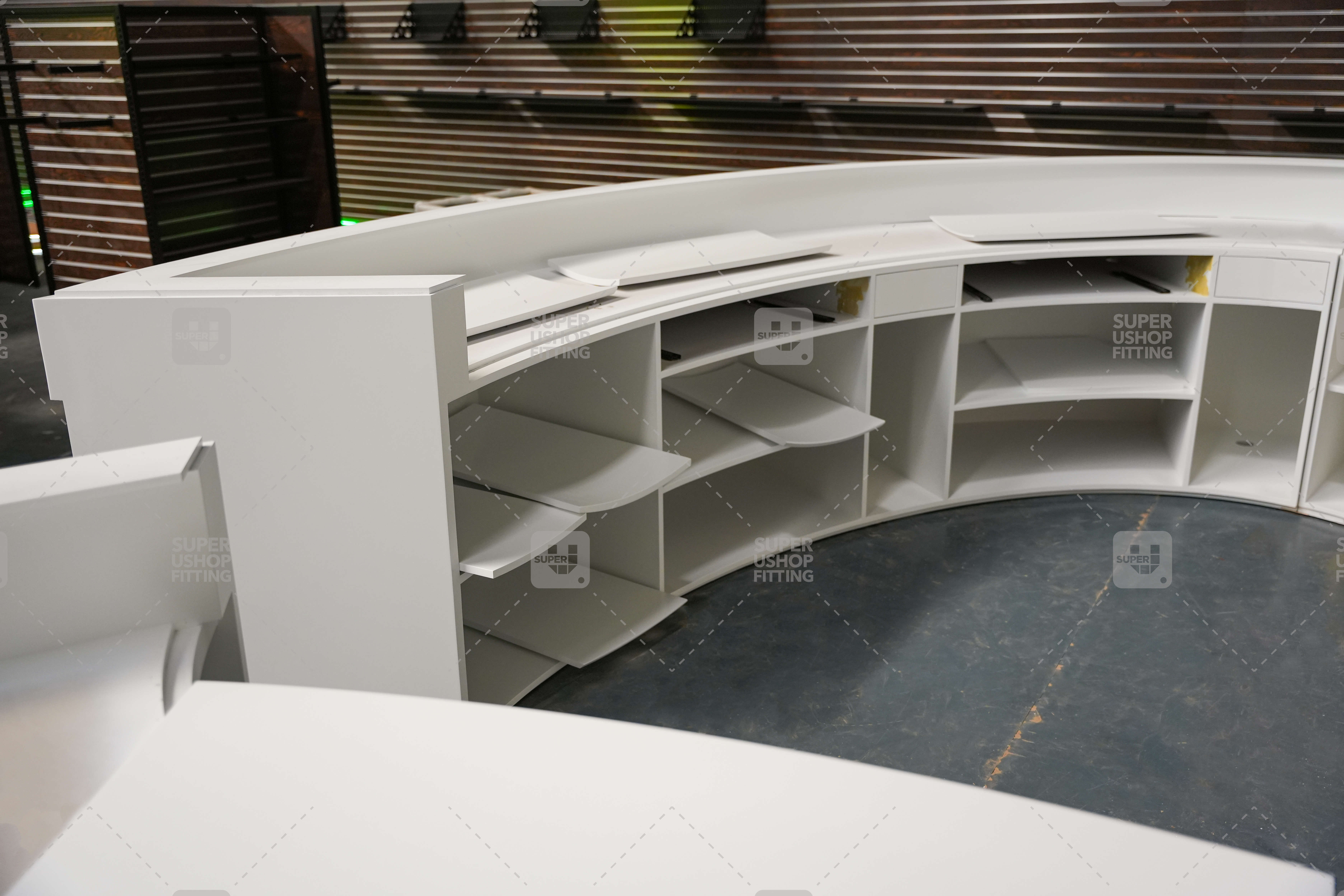 Customized Modern White Circular Round Reception Desks Half Round Reception Desk Design