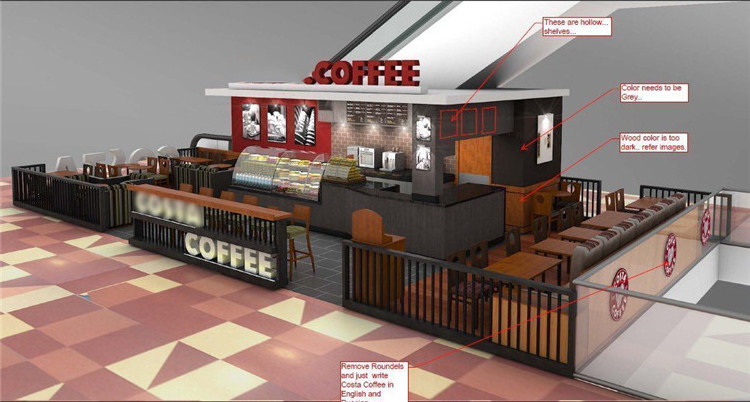 Modern Mall Coffee Kiosk Layout Decoration Customized Coffee Counter Shop Kiosk Furniture For Coffee Kiosk Design