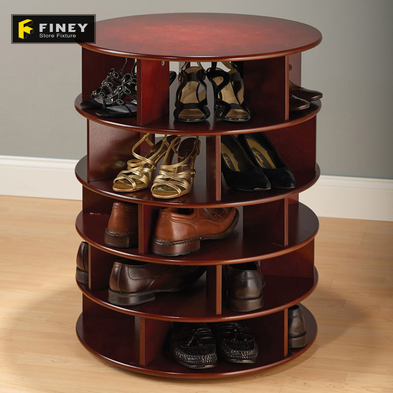 Wooden Rotating Shoe Rack High Quality Shoes display  Factory Price Storage Cabinet Design Display