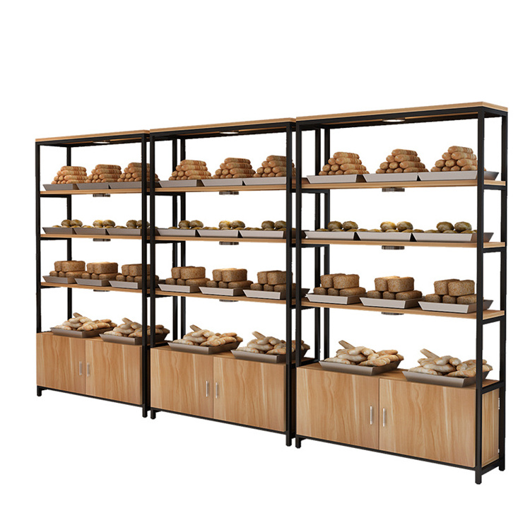 Customized High End Factory Price Bakery Decoration Display Case Cabinet Bread Display Shelves