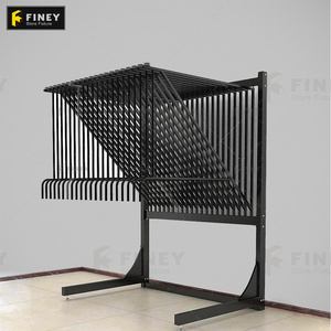 Customized Hanger Rug Rack Carpet Display Stand Turning Sliding Carpet Display Stand Metal Carpet Display Rack