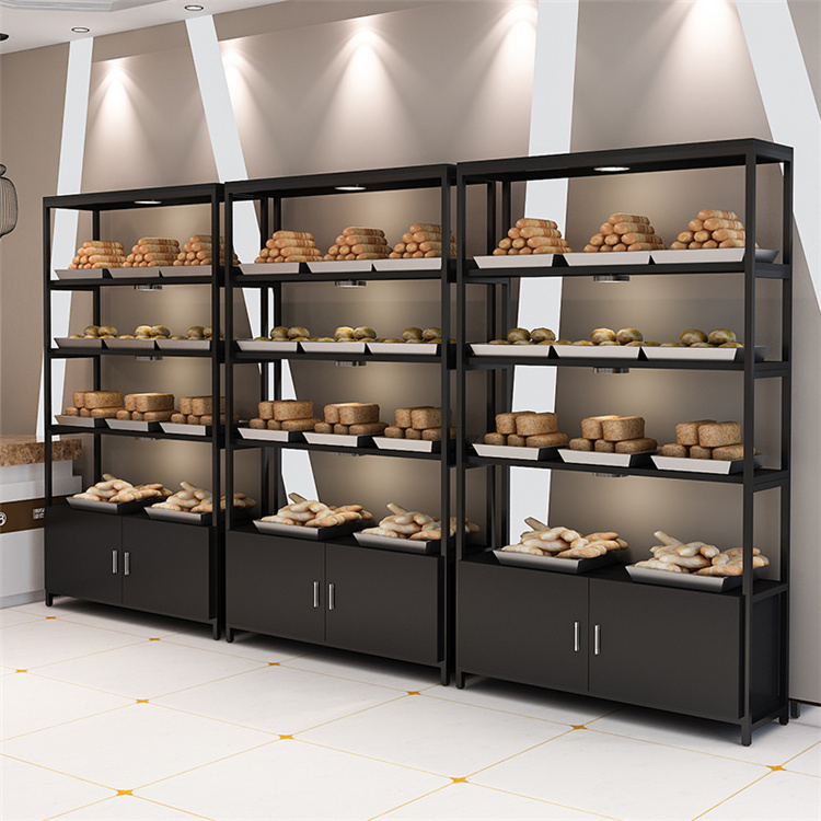 Customized High End Factory Price Bakery Decoration Display Case Cabinet Bread Display Shelves