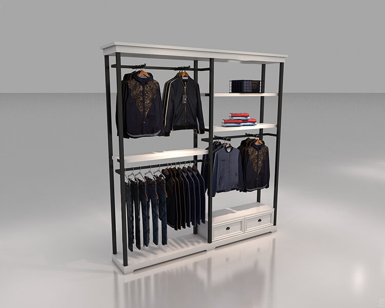 Modern Retail Clothes Shop Interior Decoration Layout Design Customized Store Display Shelves Clothing Store Rack Display