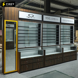 Modern Retail Optical Shop Interior Design Decoration Counter Optical Display Showcase Furniture Wooden Sunglasses Display