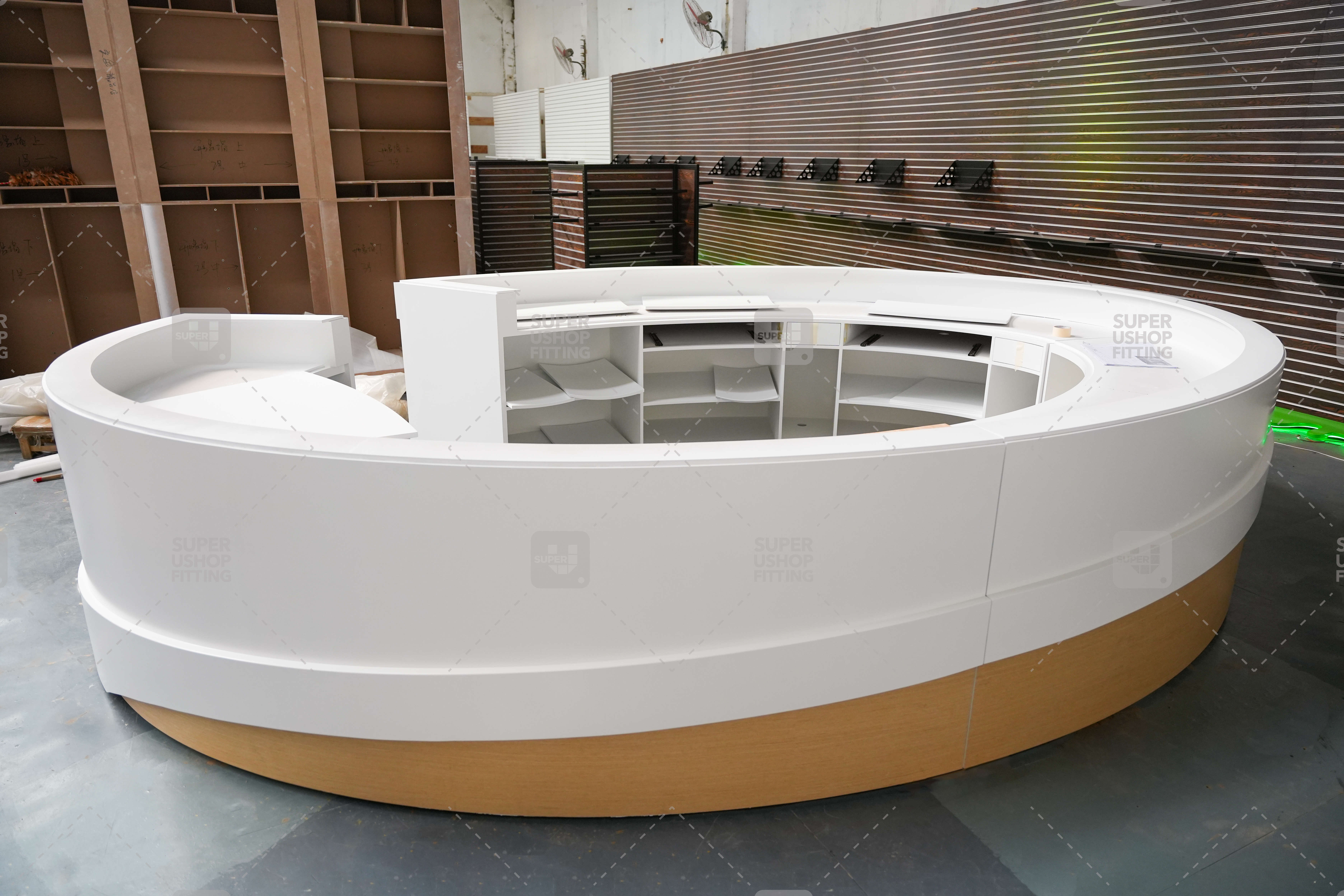 Custom Made Half Round Reception Desk Front Counter Desk Modern Curved Semi Circular Reception Desk