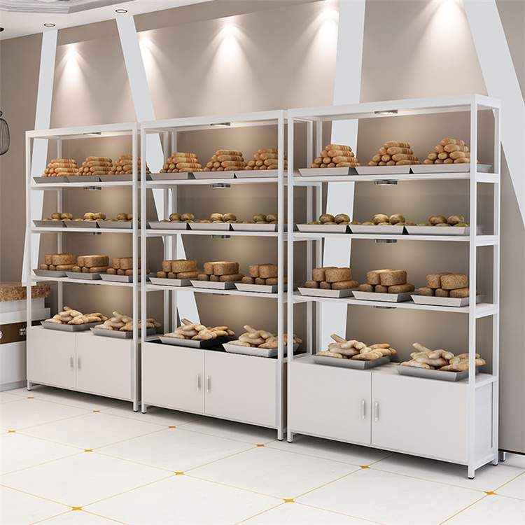 Customized High End Factory Price Bakery Decoration Display Case Cabinet Bread Display Shelves