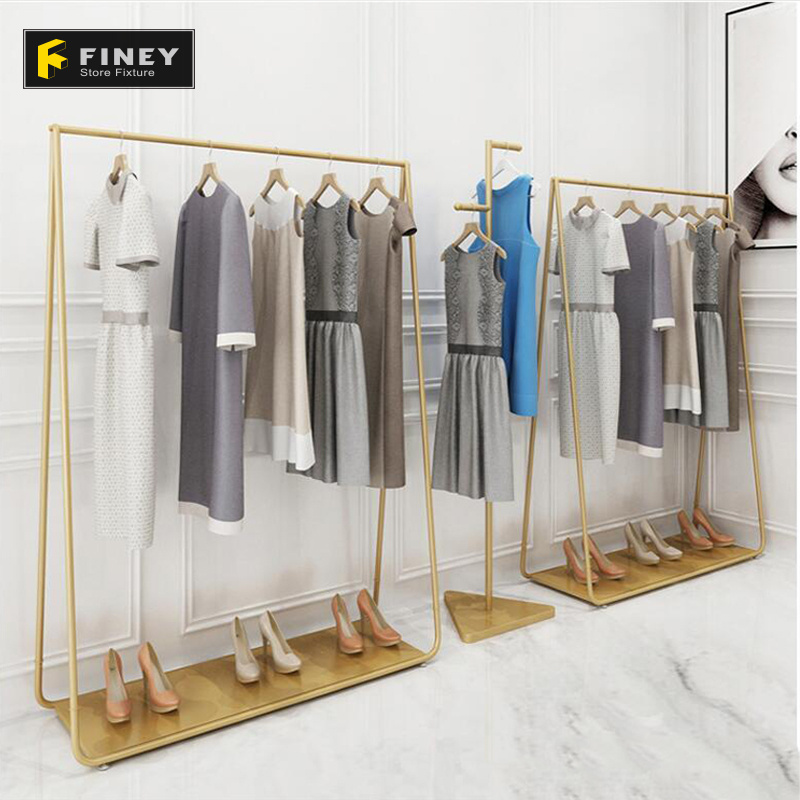 wholesale Simple Garment Store Rack Suit Gold Clothes Garment Rack  metal clothes rack gold