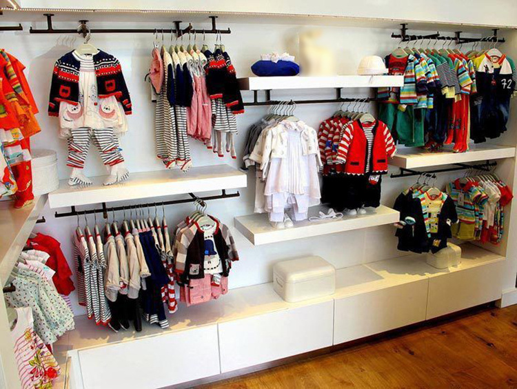 Custom Modern Small Wooden Clothes Display Rack For Kids Shop Furniture