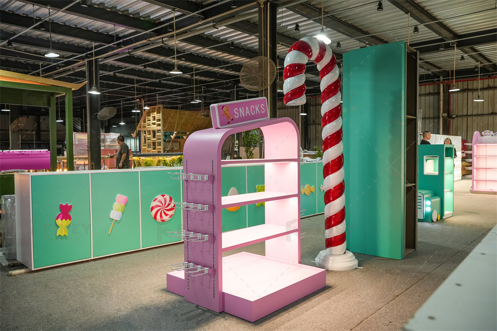 Cartoon Candy Shop Furniture Candy Store Display Shelves Candy Display Cabinet with Cart