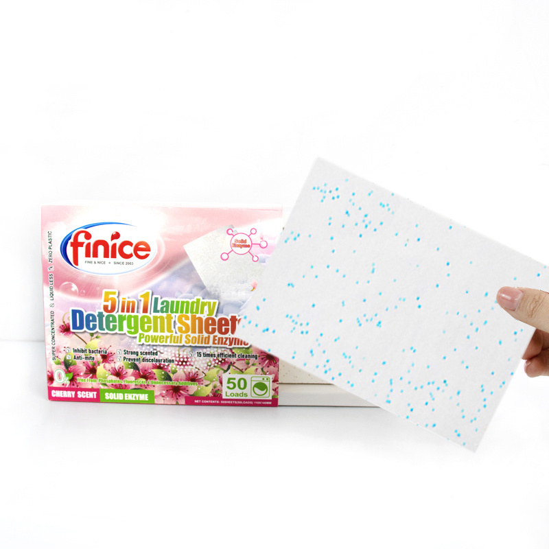 finice NEW style laundry strips cherry blossom Fragrance Enzymatic Laundry detergent sheets