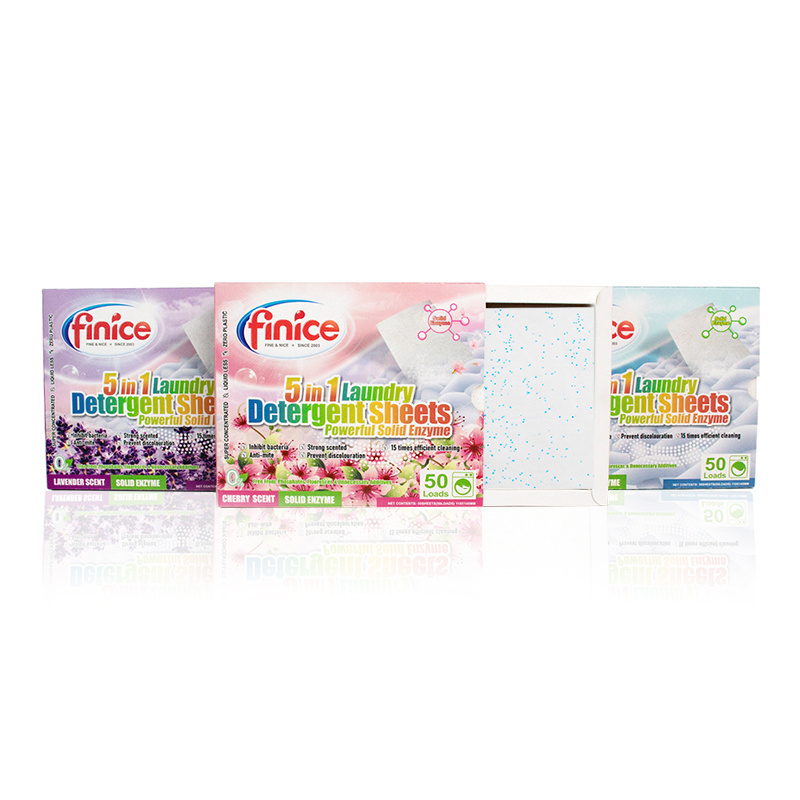 finice NEW style laundry strips cherry blossom Fragrance Enzymatic Laundry detergent sheets