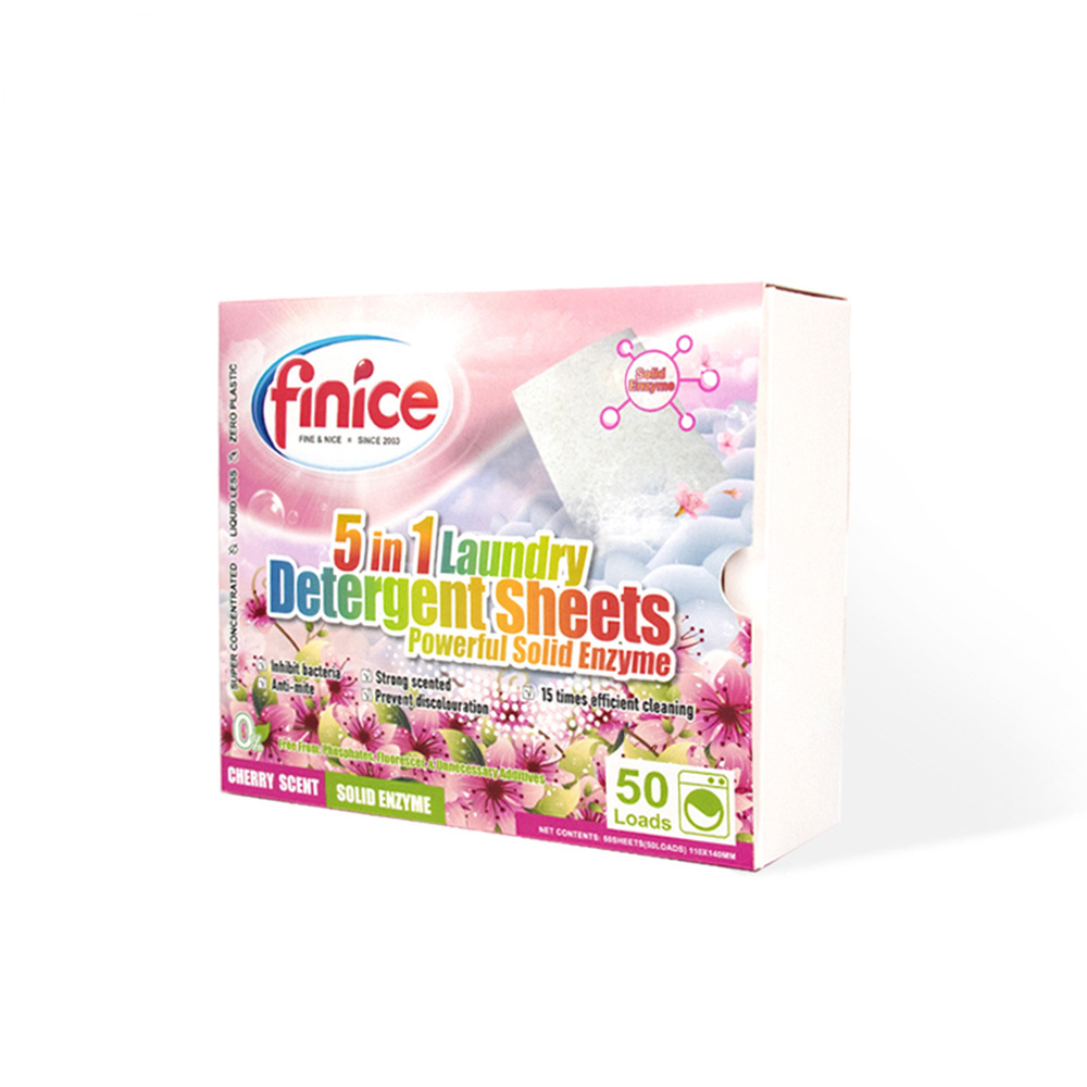 finice NEW style laundry strips cherry blossom Fragrance Enzymatic Laundry detergent sheets