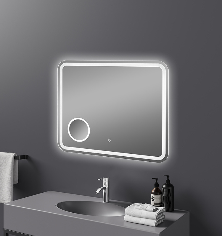 Modern 3X Magnifying Mirror with LED Light Illuminated round Glass Mirror for Bathroom for Apartment Use