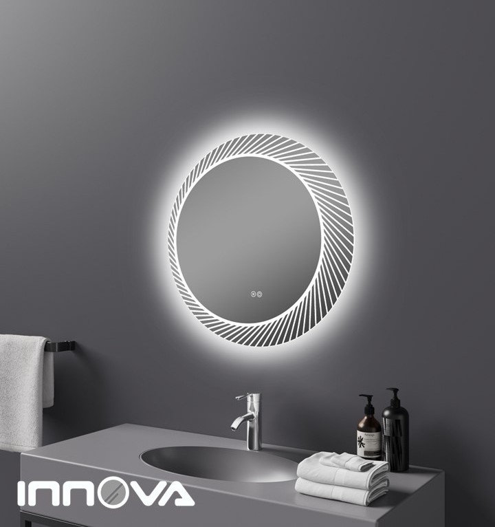 Factory Frame less hotel bathroom light round smart backlight led lighted backlit wall mirror Touch Sensor  Wall Mounted mirror