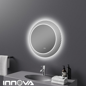 Factory Frame less hotel bathroom light round smart backlight led lighted backlit wall mirror Touch Sensor  Wall Mounted mirror