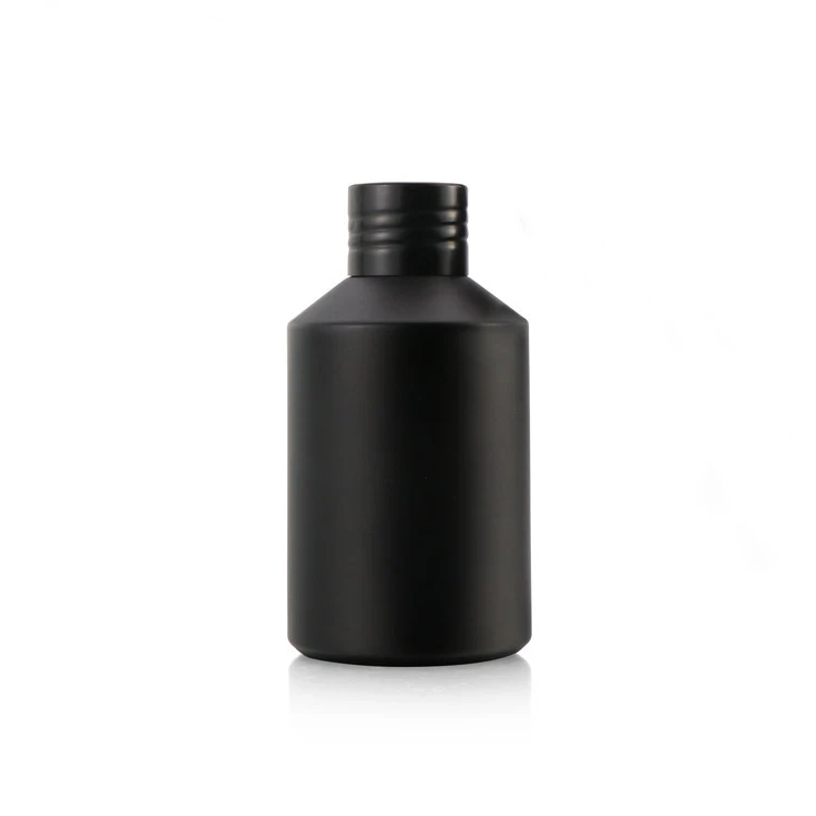 cosmetic packaging black bottles 2oz glass dropper bottle 50ml 60ml beard oil bottles with black matte aluminum pump dropper