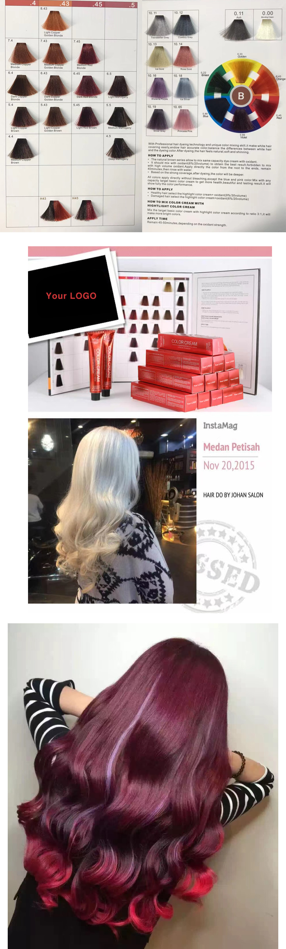 Professional Salon Use Italian Hair Color Brands No Ammonia No Peroxide Wholesale Permanent Hair Dye Color Cream