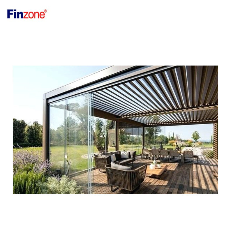 modern garden motorized outdoor gazebo with adjustable louver roof bioclimatic aluminum pergola for sunshade