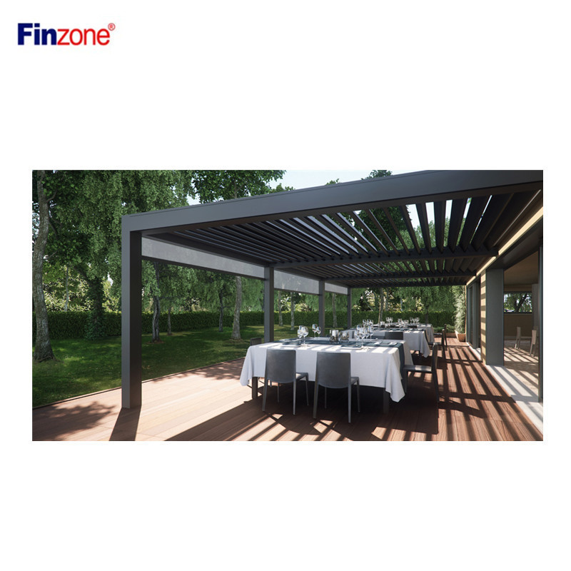 customized outdoor motorized gazebo with adjustable louver aluminum electric pergola